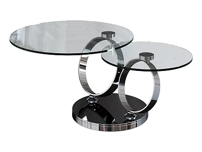 Two Tier Glass Coffee Table With Modern Circular Metal Frame Sleek Design 3d model