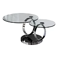 Two Tier Glass Coffee Table With Modern Circular Metal Frame Sleek Design