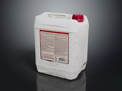 Industrial Equipment White Plastic Barrel With Red Lid And Product Label 3d model