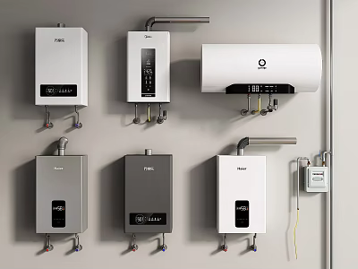 Modern Wall Mounted Water Heaters Different Types For Household Appliances 3d model