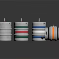 Colorful Stacked Metal Cans With Striped Design And Reflective Surface For Daily Use