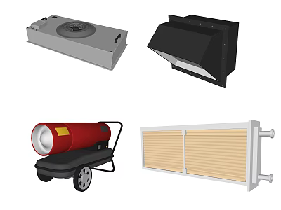 Various Types of Industrial Equipment with Mobile Heater Exhaust Hood Radiator and Ventilation Unit 3d model