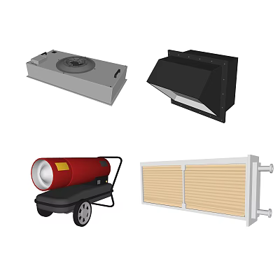 Various Types of Industrial Equipment with Mobile Heater Exhaust Hood Radiator and Ventilation Unit 3d model