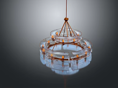 Modern Multi Layer Round Chandelier Design With Metal Frame And Glass Shades 3d model