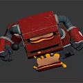 Red Computer Robot With Square Body Black Eyes Gray Arms Red Legs And Yellow Top