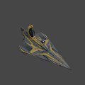Gray and Yellow Fighter Jet With Sleek Aerodynamic Design Open Cockpit And Blue Emblem