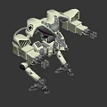 Mechanical Sci Fi Game Movie Character Featuring Multiple Cannons and Metal Legs