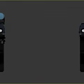 Two Blue Futuristic Pistols With Red Stripe Details And Modern Tactical Design