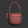 Pink Wicker Basket With Decorative Bow For Home Storage And Organizing 3d model
