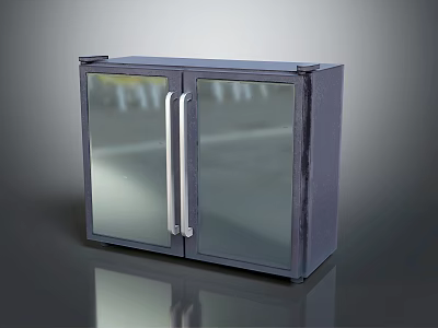 Modern Double Door Cabinet With Glass Panels And Metal Handles 3d model