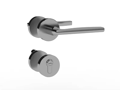 Modern Metal Door Handle Design With Sleek Lever And Keyhole Lock 3d model