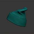 Teal Knitted Beanie With Yellow Logo Patch And Soft Comfortable Texture Design