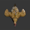 Realistic 3D Model Of Brown Chicken With Red Comb And Spread Wings