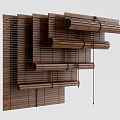 Traditional Bamboo Blinds With Layered Roller Structure And Cord Control System 3d model