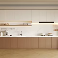 Modern Kitchen Interior Design With White Wooden Cabinets And Marble Countertop