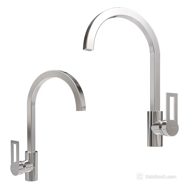 Modern Faucet Designs With Curved Spout And Stainless Steel Finish 3d model 