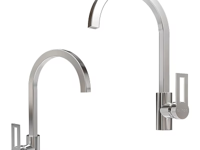 Modern Faucet Designs With Curved Spout And Stainless Steel Finish 3d model