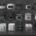 Modern Electric Pressure Cookers Display on Multiple Shelves with Various Colors