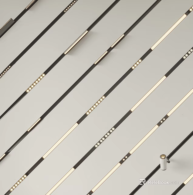 Modern Ceiling Downlights and Spotlights with Black Frame and Warm White Light 3d model