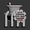 Metal Meat Grinder With Perforated Front Plate Red Handle And Stable Base