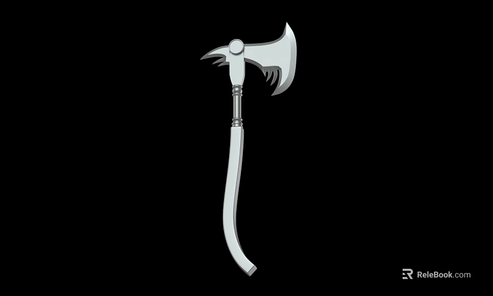 Traditional Medieval Weapon Axe With Sharp Metal Blade And Long Handle 3d model 