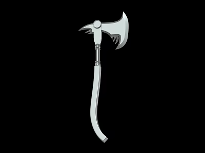 Traditional Medieval Weapon Axe With Sharp Metal Blade And Long Handle 3d model