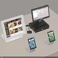 Efficient Commercial Equipment With Touchscreen Menu Display POS Terminal And QR Code Payment 3d model