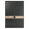 Modern Sleek Hinged Door Design With Metallic Frame And Frosted Glass Panel