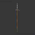 Medieval Metal Weapon With Long Pole And Cross Shaped Top On Gray Gradient Background