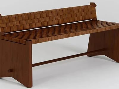 Comfortable Wooden Leisure Chair With Woven Backrest And Seat Structure Design 3d model