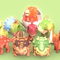 Cartoon Dinosaur Dinosaur Cartoon Animal Tyrannosaurus Rex Toy Doll Triceratops 3d model