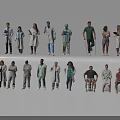 Multiple People Including Medical Professionals And Patients With Wheelchair Crutches In Healthcare Setting