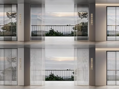 Modern Glass Sliding Doors For Balcony With Clear View And Sleek Frames 3d model