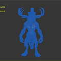 Mythical Fantasy Creature Character With Red Skin Muscular Body Antlers Flame Decor And Beast Legs