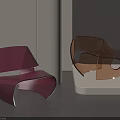 Modern Transparent Leisure Chairs With Curved Purple And Orange Acrylic Design