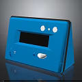 Blue Electronic Device Featuring Screen Control Buttons And Speaker Design