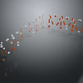 Orange and White Flower Petals in Curved Arrangement on Gray Reflective Background