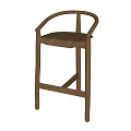 Wooden Bar Stools With Armrests Simple Modern Design Solid Wood Structure 3d model