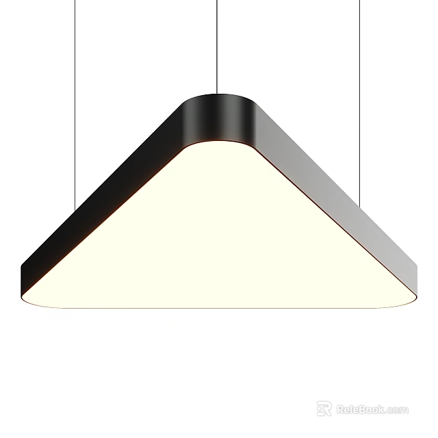 Modern Minimalist Triangular Pendant Light With Black Frame White Light Ceiling Hanging Fixture 3d model
