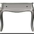 Elegant White Dressing Table With Carved Details Curved Legs And Wooden Top