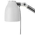 Modern Adjustable Desk Lamp with White Shade and Chrome Metal Arm for Home Office