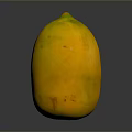 Ripe Yellow Papaya With Green Top On Dark Reflective Surface