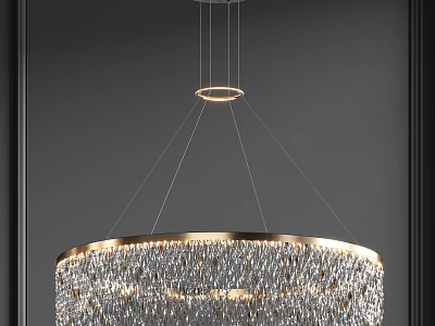 Modern Hanging Crystal Chandelier with Sparkling Crystal Beads and Gold Metal Frame 3d model