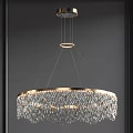 Modern Hanging Crystal Chandelier with Sparkling Crystal Beads and Gold Metal Frame