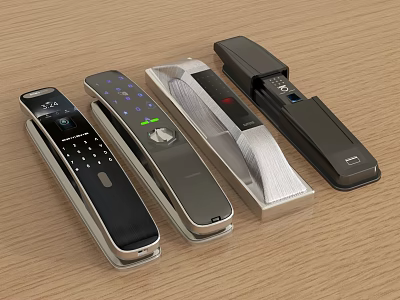 Modern Smart Door Locks With Various Designs Keypad And Fingerprint Features 3d model