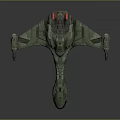 Green Futuristic Spaceship With Detailed Structure For Cosmic Aerospace Exploration Missions