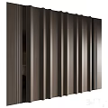 Modern Sofa Backdrop Wall With Vertical Wooden Slats And Natural Texture 3d model