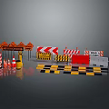 Traffic Safety Equipment With Warning Signs Cones Barriers Lights And Striped Tapes
