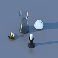 Household Essentials Including Transparent Glass Vase White Scented Candle And Candles With Gold Black Bases