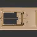 Golden Metal Equipment Featuring Rectangular Frame Hollow Design And Flat Support Base 3d model